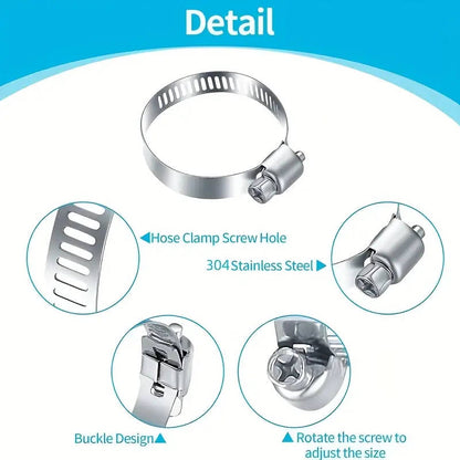 30-piece stainless steel adjustable hose clamp set