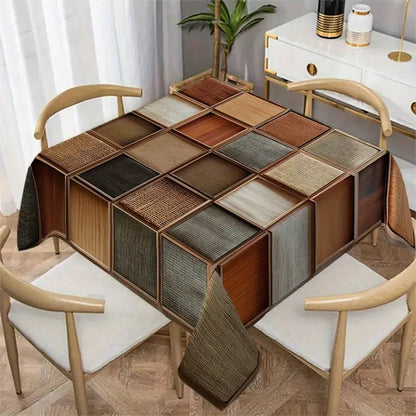 1 high quality irregular geometric wood grain and pattern tablecloth 90*140cm