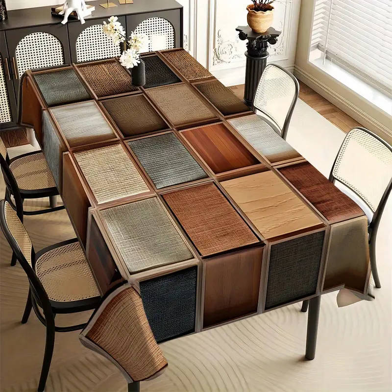 1 high quality irregular geometric wood grain and pattern tablecloth 90*140cm