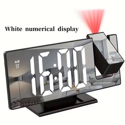 180° Adjustable LED Projection Alarm Clock White