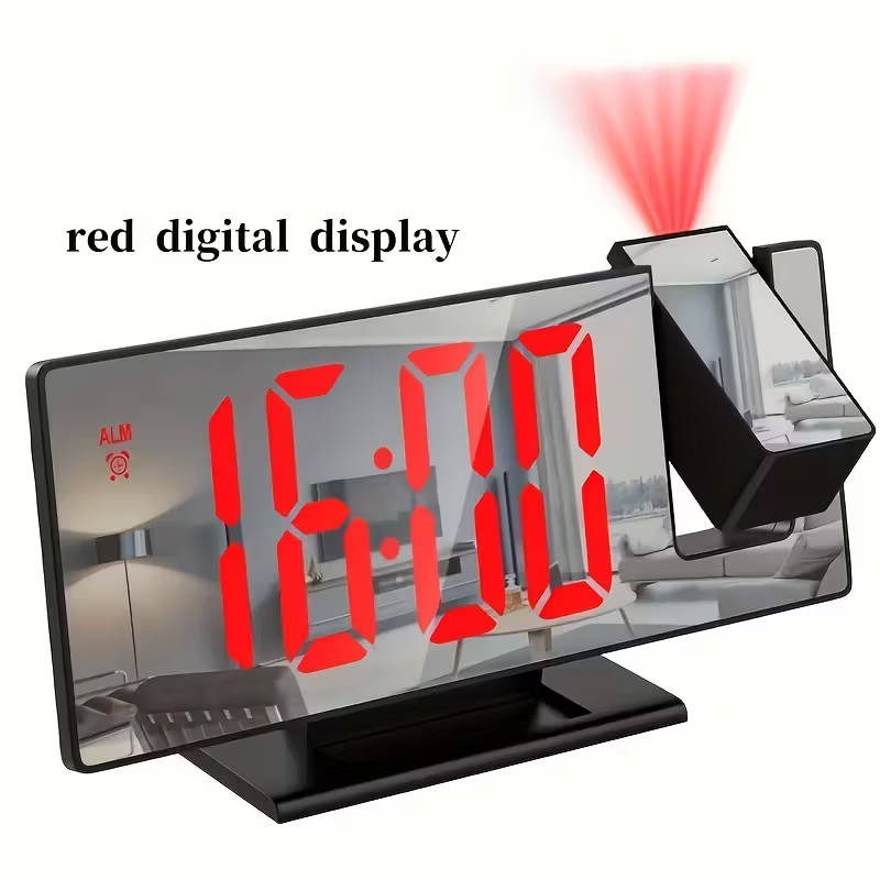 180° Adjustable LED Projection Alarm Clock White