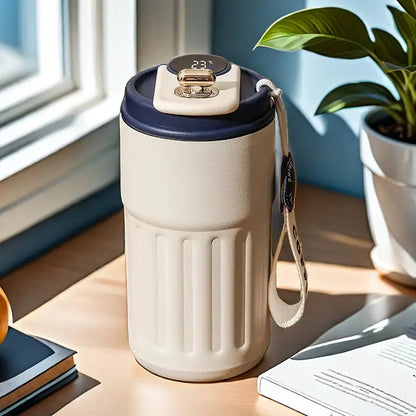 410ml stainless steel travel mug with blue lid