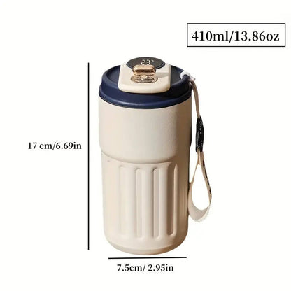 410ml stainless steel travel mug with blue lid