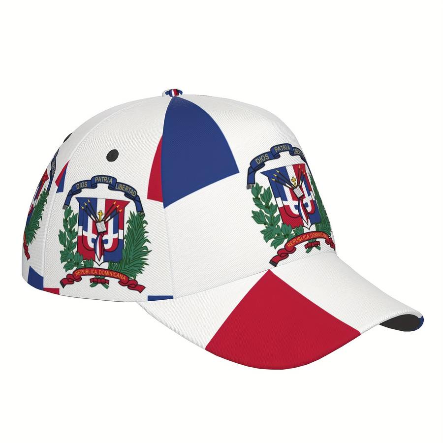 1 piece Dominican flag style adjustable baseball cap, breathable and lightweight, suitable for sports and outdoor