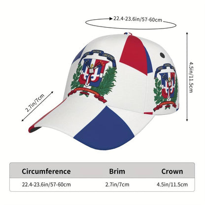 1 piece Dominican flag style adjustable baseball cap, breathable and lightweight, suitable for sports and outdoor