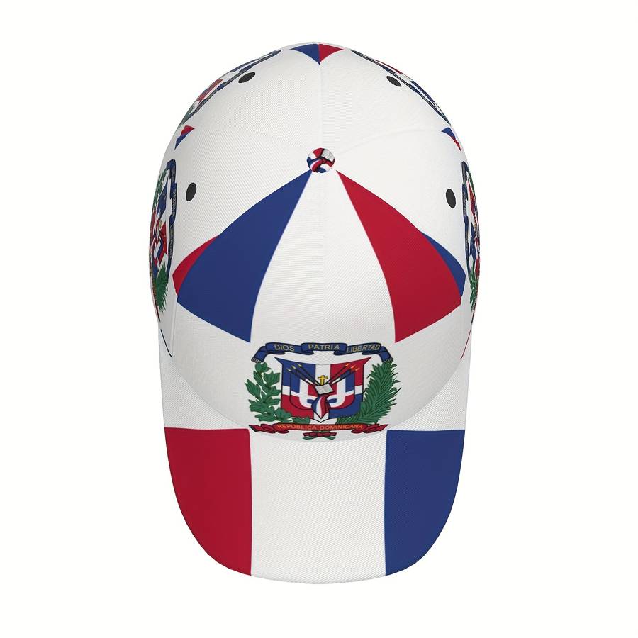 1 piece Dominican flag style adjustable baseball cap, breathable and lightweight, suitable for sports and outdoor