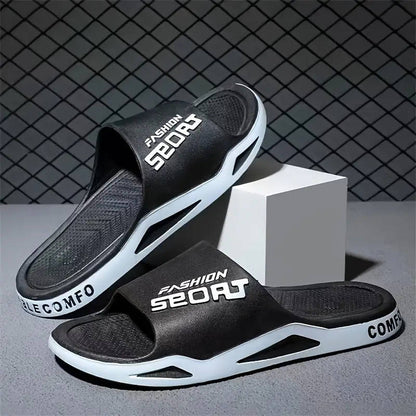 Popular large size fashion flat slippers black 48-49