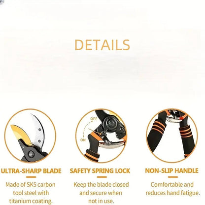 Two-Piece 8.5" Professional Titanium Bypass Pruners