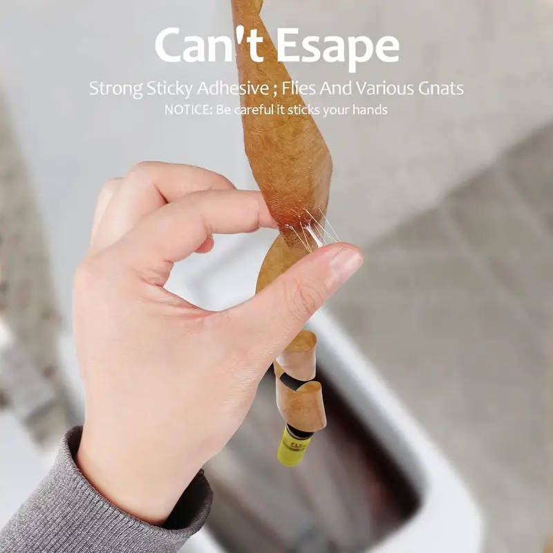 Three-piece set of non-toxic flypaper, powerful insect trap, with hanging loop.