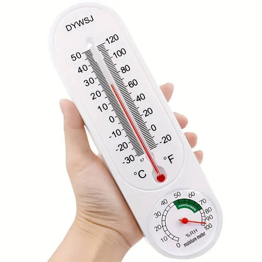 Wall-mounted indoor and outdoor thermometer