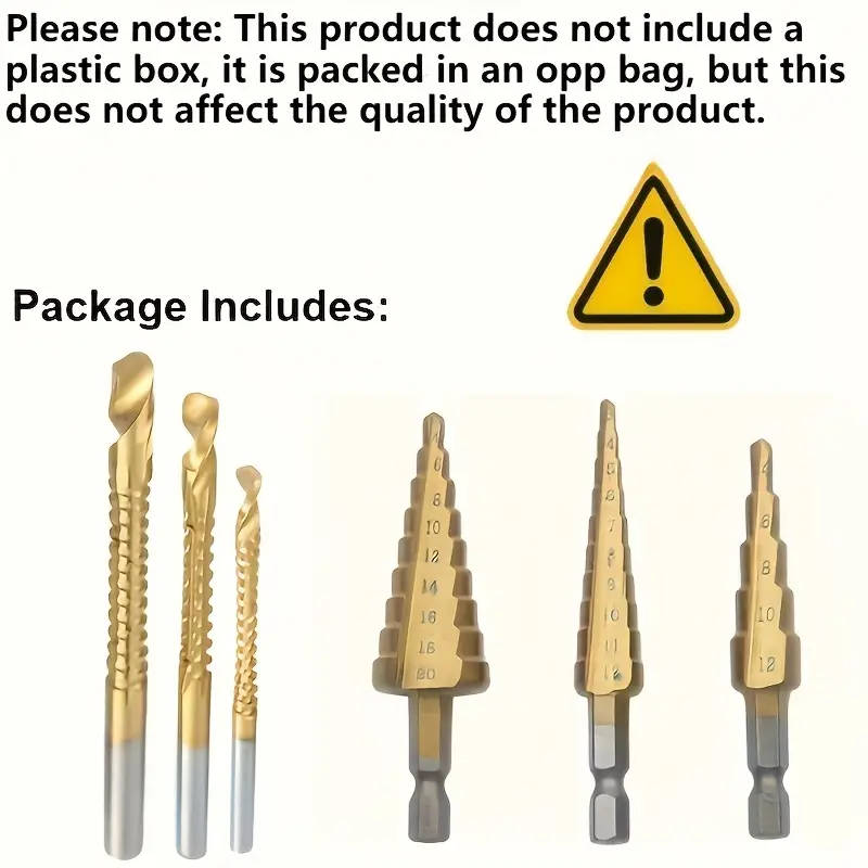 6-Piece Titanium-Coated Chromium Vanadium Steel Drill Bit Set