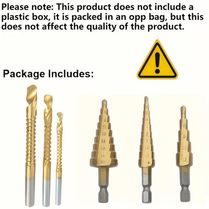 6-Piece Titanium-Coated Chromium Vanadium Steel Drill Bit Set