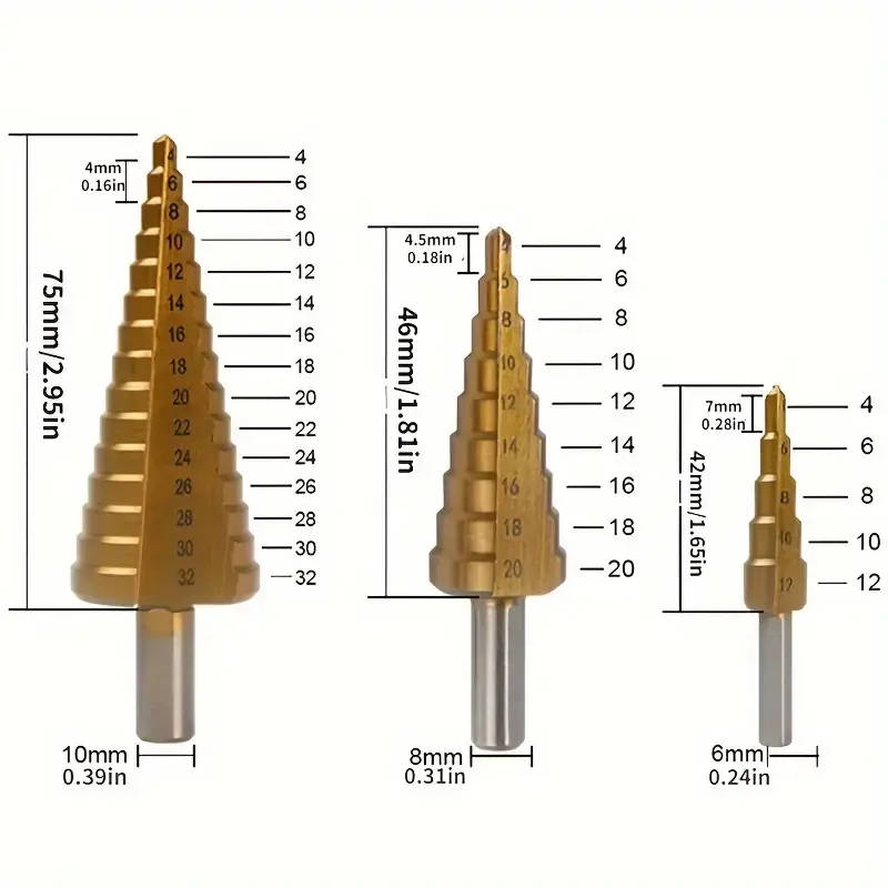 6-Piece Titanium-Coated Chromium Vanadium Steel Drill Bit Set