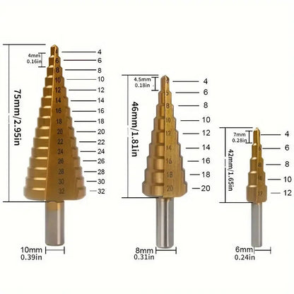 6-Piece Titanium-Coated Chromium Vanadium Steel Drill Bit Set