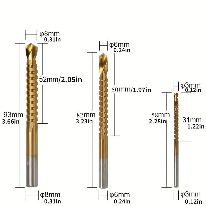 6-Piece Titanium-Coated Chromium Vanadium Steel Drill Bit Set