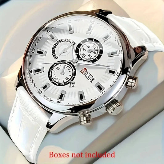 One unisex casual quartz watch with a PU leather strap, electronic movement, alloy case, analog display, elegant gift, color shipped randomly.