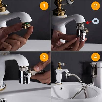 1 Universal Faucet Sink Valve Diverter Hand Shower Adapter Bathroom Kitchen Sink Faucet Replacement Part, European and American Standard Connectors