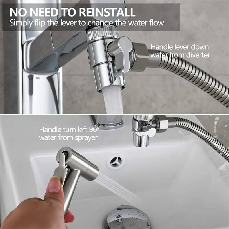 1 Universal Faucet Sink Valve Diverter Hand Shower Adapter Bathroom Kitchen Sink Faucet Replacement Part, European and American Standard Connectors