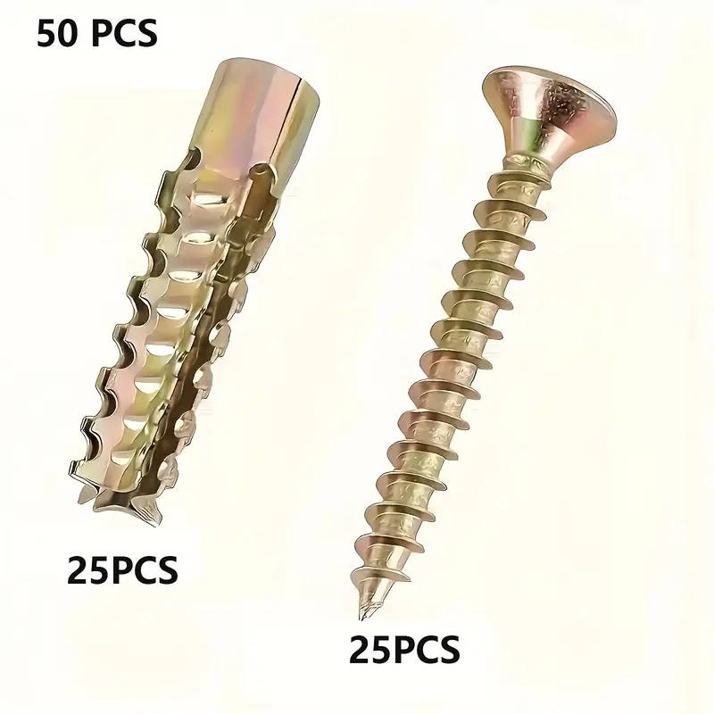 50 x 25 sets of iron serrated expansion bolts, light metal expansion tube screws, M6