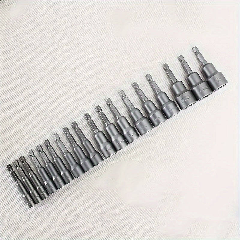 9-piece set of 5mm to 13mm hex screwdriver bits