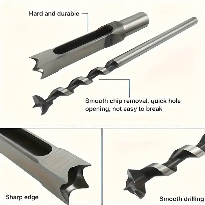 Steel square hole drill bit set