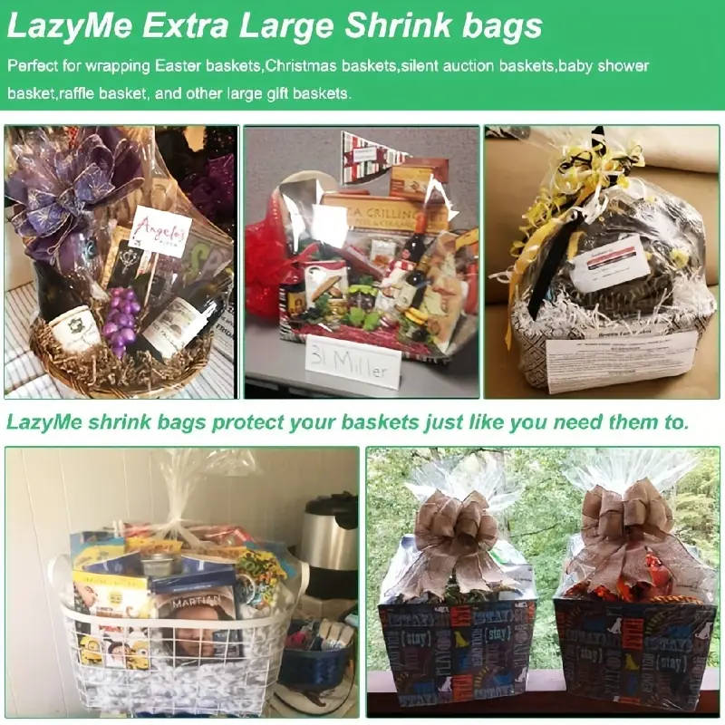10 Extra Large Transparent PVC Heat Shrink Film Gift Baskets