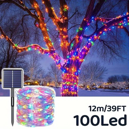 12-meter solar-powered outdoor colored string lights