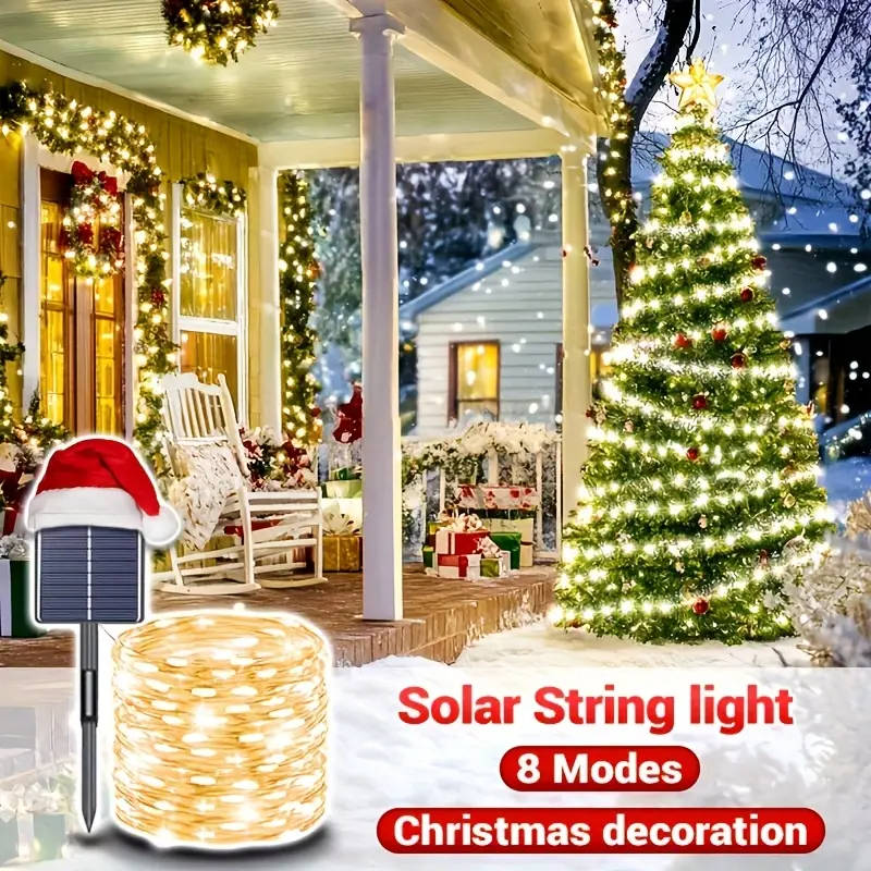 12-meter solar-powered outdoor colored string lights