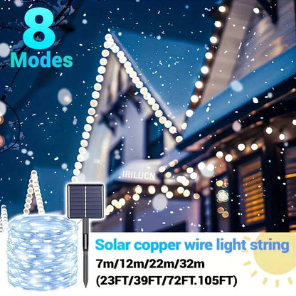 12-meter solar-powered outdoor colored string lights