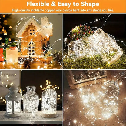 12-meter solar-powered outdoor colored string lights