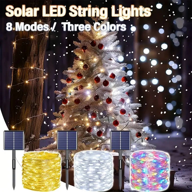 12-meter solar-powered outdoor colored string lights