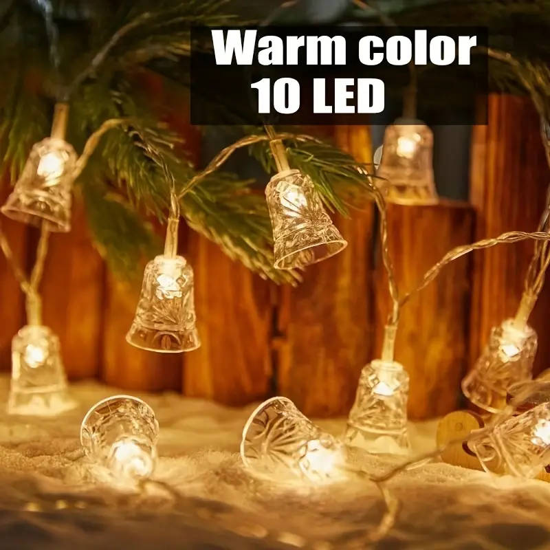 A string of 10 Christmas-themed bell lights, 1.5 meters long
