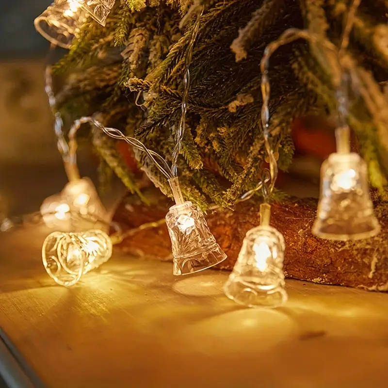 A string of 10 Christmas-themed bell lights, 1.5 meters long