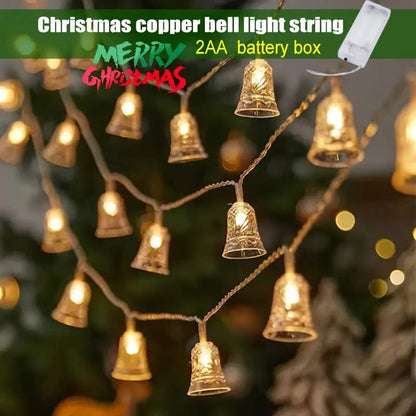 A string of 10 Christmas-themed bell lights, 1.5 meters long