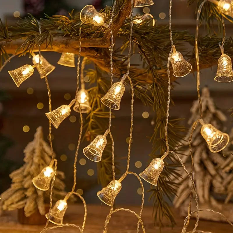 A string of 10 Christmas-themed bell lights, 1.5 meters long