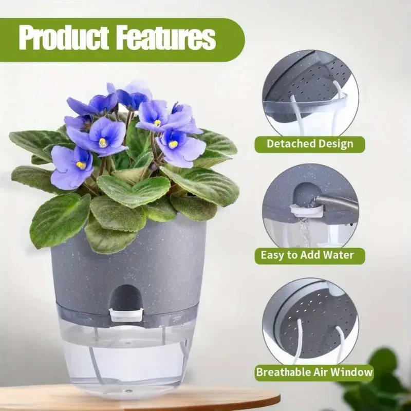 10-pack of self-absorbing double-layer plastic flower pots