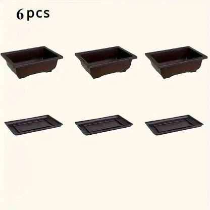 6-Piece Classic Rectangular Imitation Purple Clay Flower Pot Set