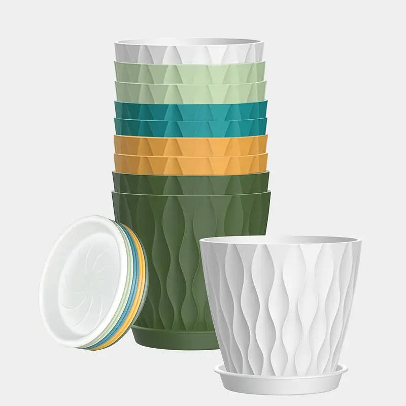 10-pack 4-inch Modern Mini Plastic Flower Pots in Black