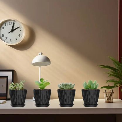 10-pack 4-inch Modern Mini Plastic Flower Pots in Black