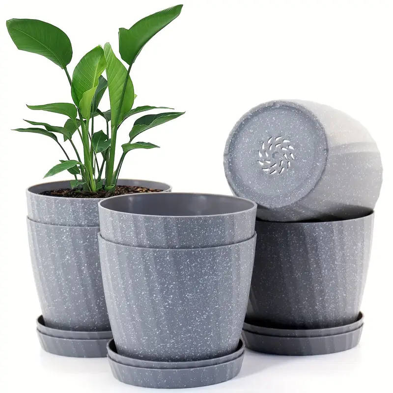 6 six-inch white garden flower pots