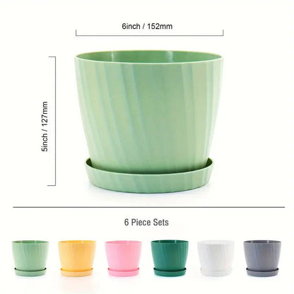 6 six-inch white garden flower pots