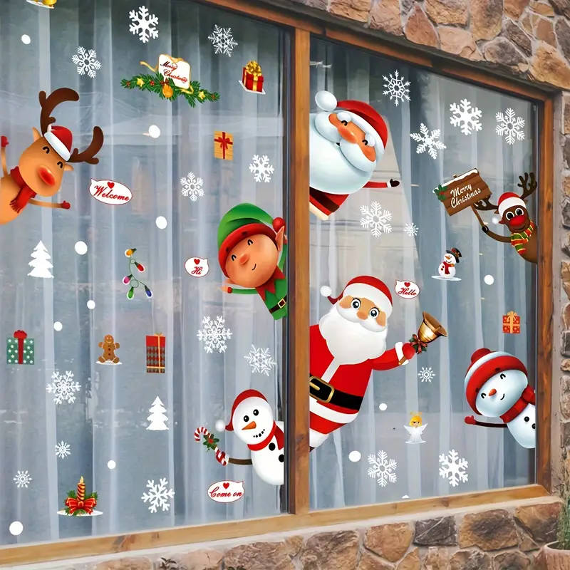 80 Christmas window stickers