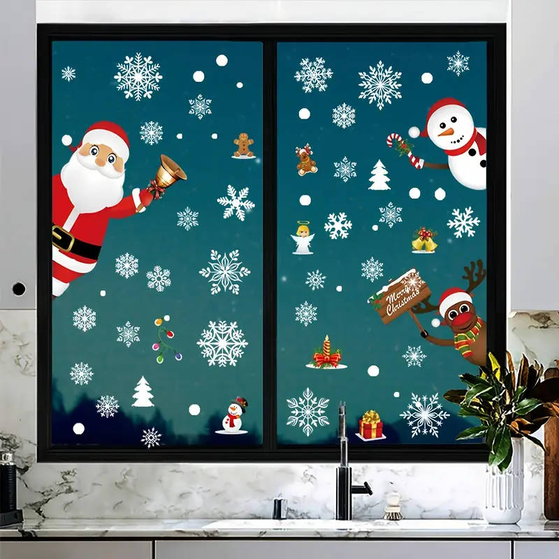 80 Christmas window stickers