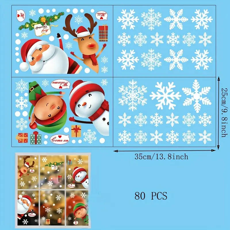 80 Christmas window stickers