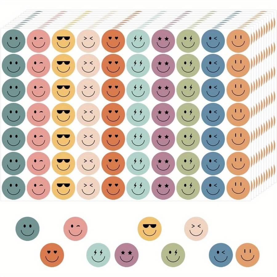 600 Bohemian-style Colorful Smiley Face Stickers
