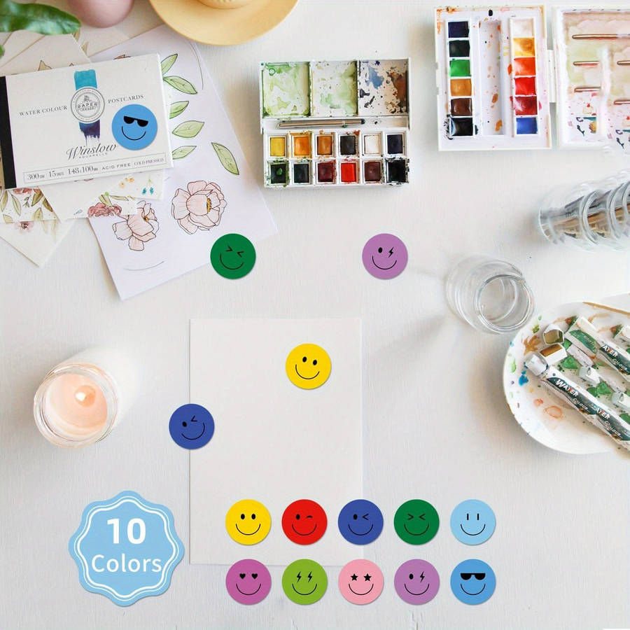 600 Bohemian-style Colorful Smiley Face Stickers