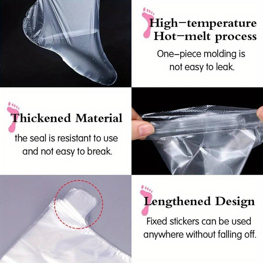 100 transparent disposable PE plastic shoe bags