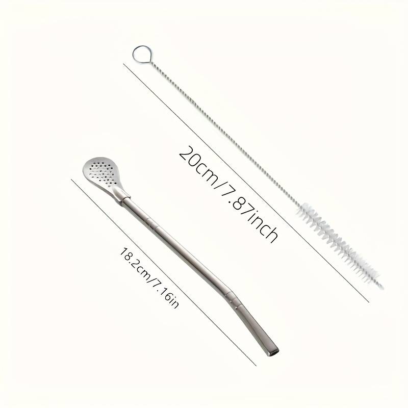 A set of three stainless steel straw spoons