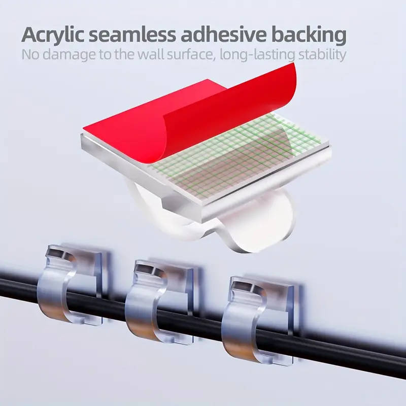 50 New Adhesive Cable Clips Upgraded for Wall Cable Fixing