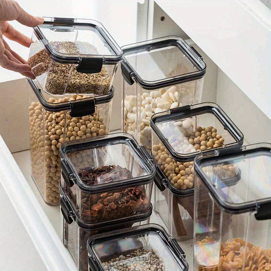 6-piece PVC kitchen storage box with lid. Suitable for kitchen food storage and organization.